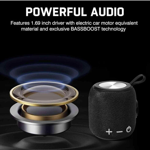 UrbanX Bluetooth Speaker: Powerful Stereo Sound, IPX7 Waterproof, True Wireless Stereo Pairing, Portable Design - Black