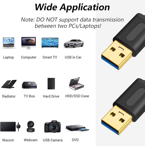 Tan QY USB 3.0 A to A Male Cable 10Ft, Double End USB Cord for Hard Drive Enclosures, DVD Player, Laptop