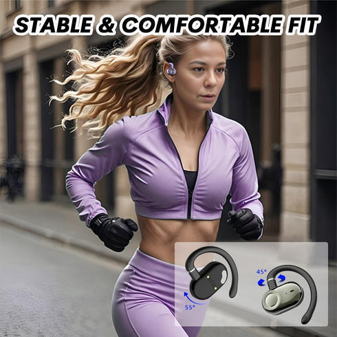 Purple Open Ear Headphones, Wireless 5.4 Bluetooth Hanging Earphones, TWS Earbuds with Ear Loops