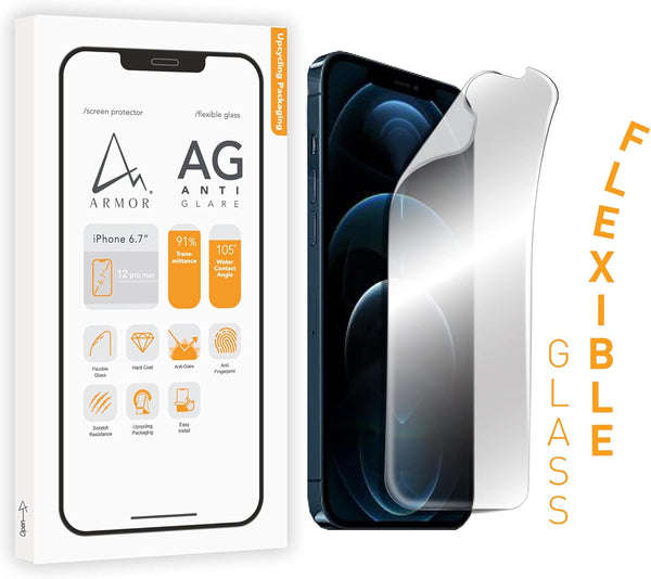 ARMOR Flexible Glass Screen Protector for iPhone 12 Pro Max, Anti Blue-Light with Anti-Glare