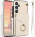 Asuwish Wallet Case for Samsung Galaxy S24 5G - Off White, Leather, RFID Blocking, with Tempered Glass & Card Holder.