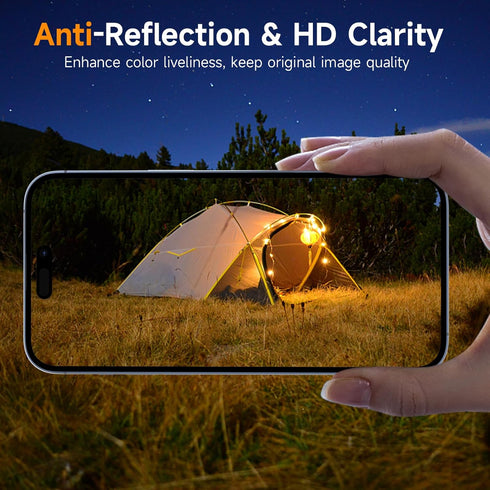 YWXTW Camera Lens Protector for iPhone 15 Pro/Pro Max, Matte Metal Anti-Scratch Tempered Glass, Case Friendly (Blue