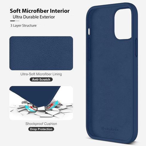 CellEver 12/12 Heavy-Duty Silicone Case for iPhone Pro - Two Shatterproof Glass Screen Protectors, Military Drop