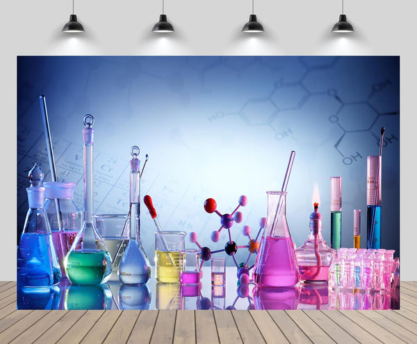 7ft x 5ft Science Lab Backdrop, Chemistry Lab Equipment Background for Scientist Laboratory Theme Party Decor