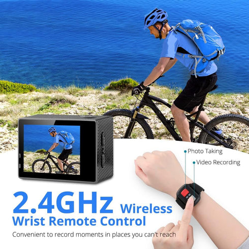 Dragon Touch 4K Action Camera, 20MP Vision 3 Underwater Waterproof Camera with 170° Wide Angle & Remote