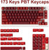 Jamon Keycaps Set, 173 Double Shot Cherry Profile Red PBT Keycaps with Key Puller for 60%, 75%, 80%, 85%, 100%