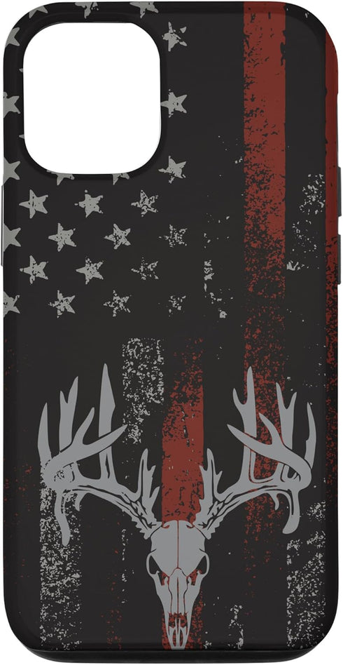 iPhone 12/12 Pro Case - American Flag Whitetail Deer Buck Hunting USA FLAG Hunter