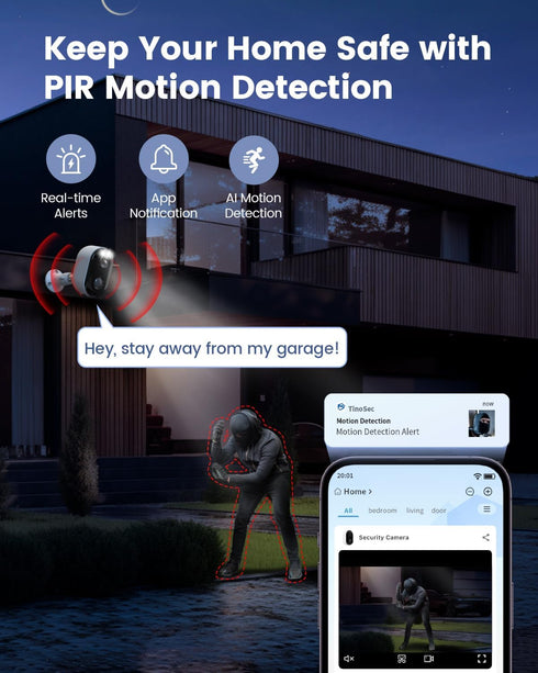 Wireless Outdoor Security Cameras, Battery Powered 2K Color Night Vision, AI Motion Detection, 2-Way Talk
