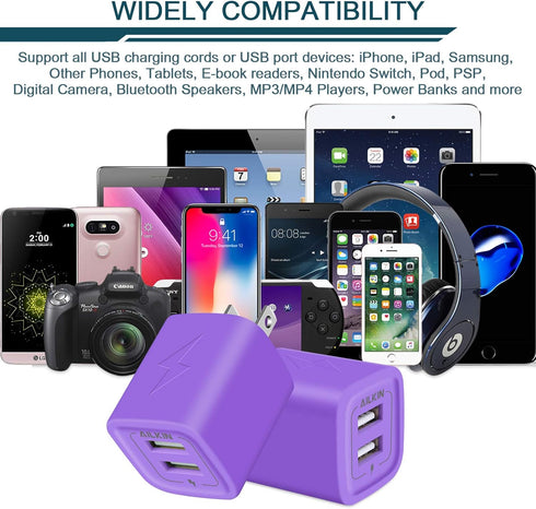 USB Plug Wall Charger Fast Charging Block, Dual Port AC Adapter for iPhone 15/14/13/12/11 Pro, Samsung Phones