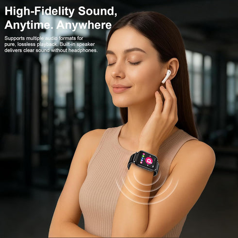 Aeheqkl MP3 5.0,32GB Earphones,1.69'' MP3 Player with Bluetooth Touchscreen Music Player with Detachable Strap,Built