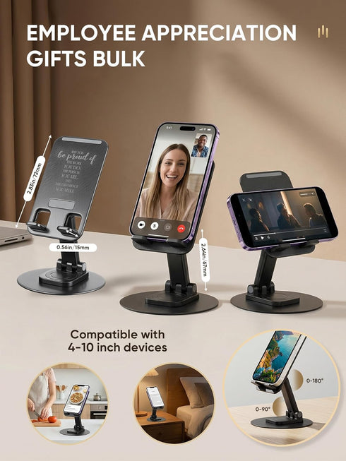 Saysurey 10 360 Pcs Employee Appreciation Gifts Bulk Rotating Phone Stand for Desk, Cell Phone Holder with Inspiring