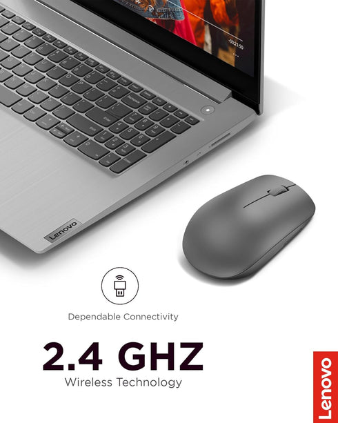 Lenovo 530 Full Size Wireless Computer Mouse for PC and Laptop, 2.4 GHz Nano USB Receiver, Ambidextrous Design,
