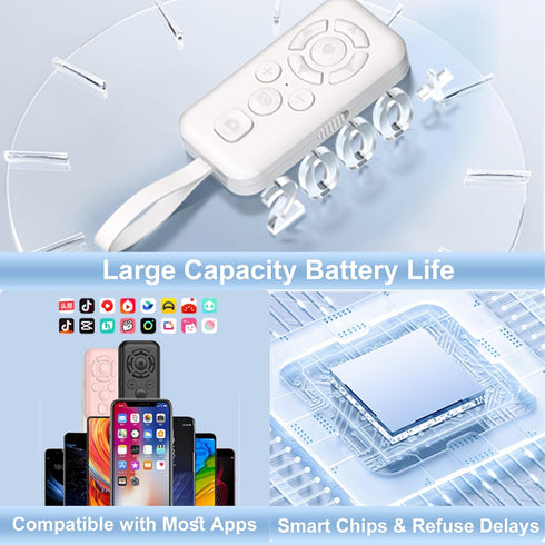 HYZUITDB Bluetooth Camera Remote Control for iPhone/Android, Phone Front/Rear Camera Flip Shutter, Zoom in/Out, Switch