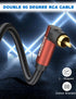 Dual 90 Degree RCA Cable Right Angle Subwoofer Cable - New Upgrade Double RCA Coaxial Audio Cable - Wine Red