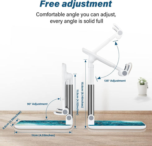 Foldable Phone Stand for Desk, Adjustable Angle of View for iPhone, Samsung and Other Smart Phones (Blue Ocean)