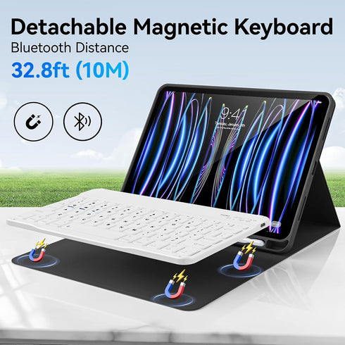 Keyboard Case for iPad Pro 11 Inch 4th/3rd/2nd Gen, Detachable Wireless Bluetooth Keyboard & Flip Stand Case, Black