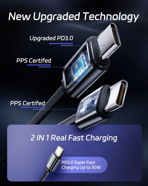 Retractable Car Charger, 66W Super Fast USB Charger with Dual Type-C Cables and 2 USB Ports for iPhone and Samsung