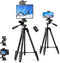 67" Tripod for iPhone, MACTREM iPad Tripod Stand with 2 in 1 Phone Holder & Wireless Remote for Video Recording,