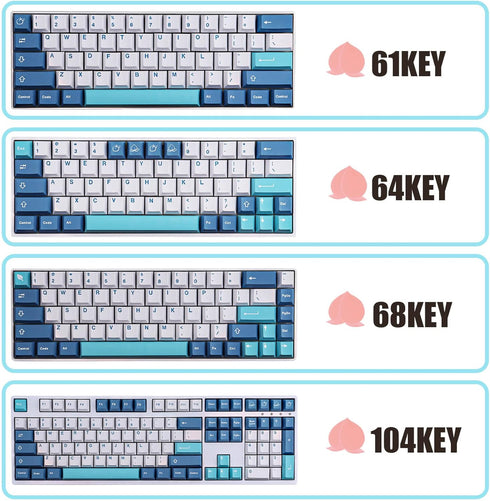 Hyekit PBT Keycaps, 134 Keycaps Shoko Dye-Sublimation Set, 6.25u 7u Spacebar, Cherry Profile for Mechanical Keyboards