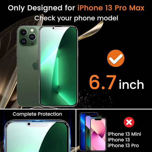 3+3 Pack Privacy Screen Protector for iPhone 13 Pro Max 6.7-Inch with 3 Pack Camera Lens Protector, Anti Spy Tempered