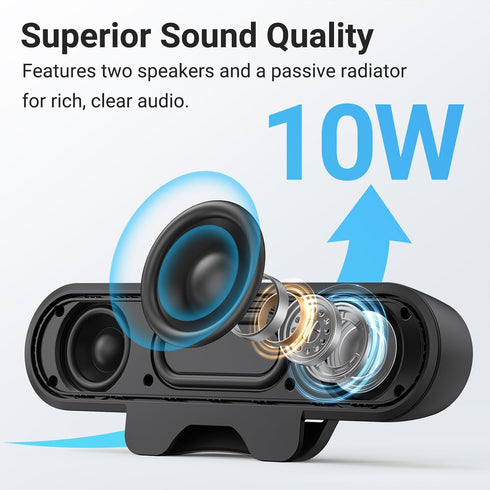 INGA Computer Speakers for Desktop PC, USB Monitor Speaker Bar with Clip-On, Wired Desk Speakers with HD Stereo Loud