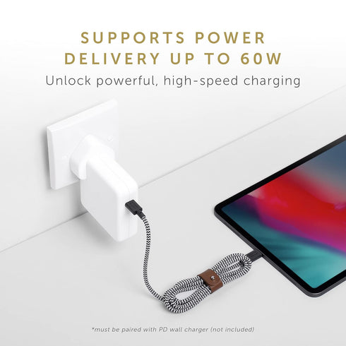 Native Union Type-C Belt Cable - 4ft USB-C to USB-C, ultra-strong, compatible with iPhone 15, iPad Pro, Samsung S23