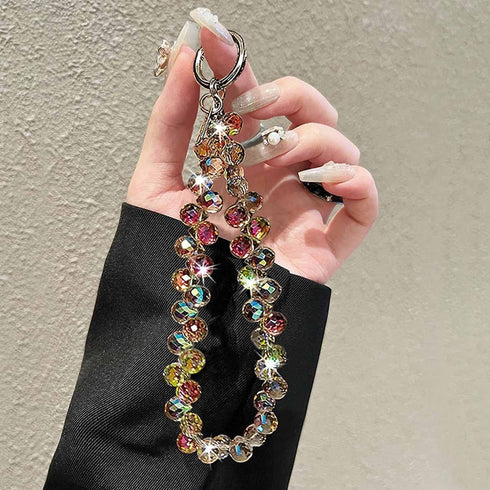 KuuGuu 2 PCS Crystal Beaded Phone Wrist Strap Sparkling Phone Charm Chain Cellphone Lanyard Chain Detachable Beaded