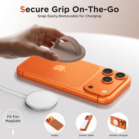 HSAOHD 17/16/15/14/13/12 Magnetic Phone Grip Ring, Compatible with MagSafe, Upgraded Liquid Silicone for Secure