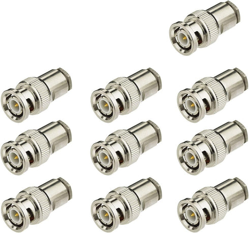 Eightwood BNC Male Plug Solder Clamp Connector 10-Pack for RG58 RG142 LMR195 Coax Cable