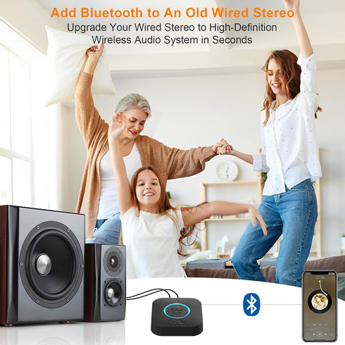 1Mii Bluetooth Receiver, HiFi Wireless Audio Adapter, Bluetooth 5.1 Receiver with 3D Surround aptX HD aptX Low Latency for Home Music Streaming Stereo System B06 Plus