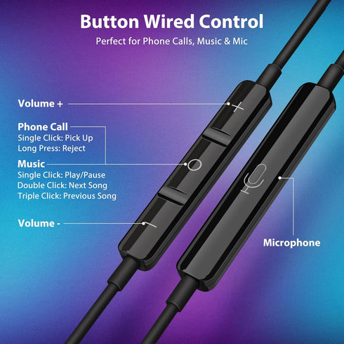 Jiunai USB C Headphone for Samsung S24, Wired Earbuds with USB C Plug, Magnetic Stereo Remote Control