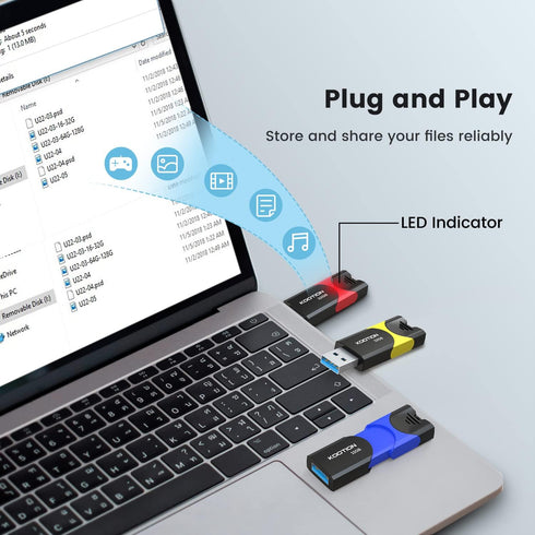KOOTION USB 3.0 Flash Drive 10 Pack 32GB Thumb Drive Retractable Ultra High Speed USB Stick for Data Storage