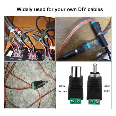 RCA to Speaker Wire Adapter, 10Pcs RCA to AV Screw Terminal Connector, Solderless Converter for Audio/Video