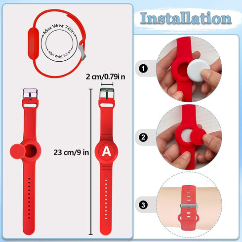 Waterproof AirTag Bracelet for Kids, Personalized Initial Letter AirTag Hidden Holder Compatible with Apple Air Tag, Silicone Airtag Case Adjustable Anti-Lost GPS Tracker for Toddler Child Elder, A