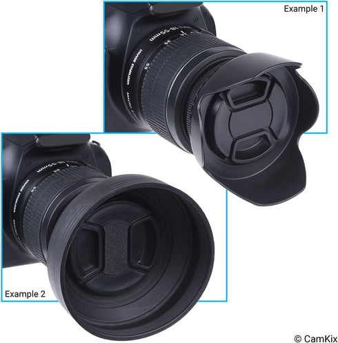 2 Lens Shades: Tulip + Rubber, 1 Lens Cap, Reduces Lens Reflections, Protects Against Excess Sunlight