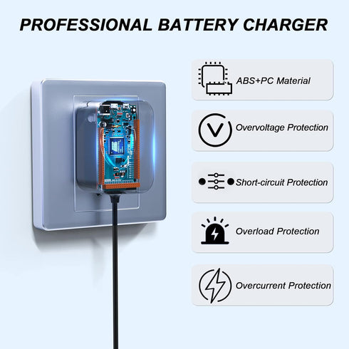 VHBW 6V 0.6A Battery Charger for Moultrie, Sealed Lead Acid Battery Charger with Red and Black Alligator Clips