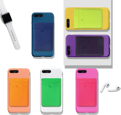 Weewooday 6 Pieces Phone Card Pocket Holder, PU Leather Cell Phone Card Pocket for Back of Phone