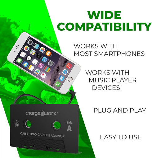Car Cassette Adapter: Connect Smartphones, Laptops, CD Players to Tape Decks | Stream Music, Audiobooks via Car Speakers
