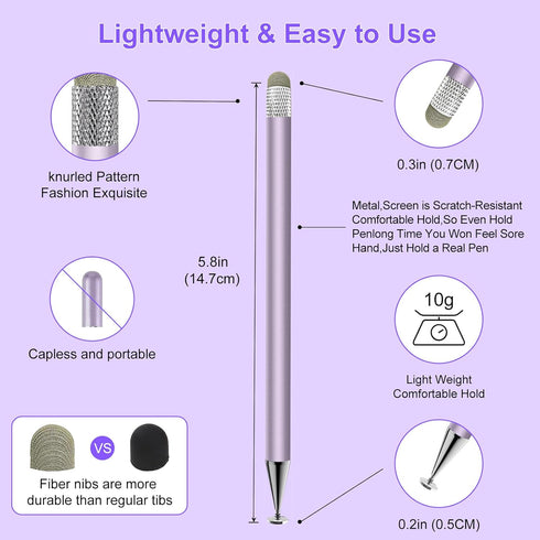 Stylus Pen for Touchscreen, 2in1 High Precision Sensitivity Stylus, Compatible with All Touch Screens (Silver/Blue/Gold)