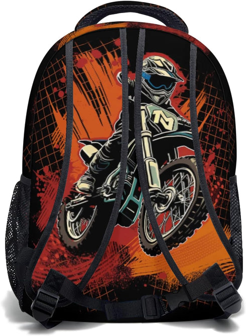 Kawani Motorcycle Graffiti College Bookbags, Dirt Bike Pattern School Backpack for Girls, Women, Teens