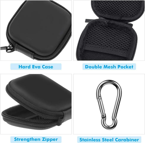Earbud Case, Cridoz EVA Earphone Holder with Carabiner for Wireless Earbuds, Bluetooth Headset Organizer