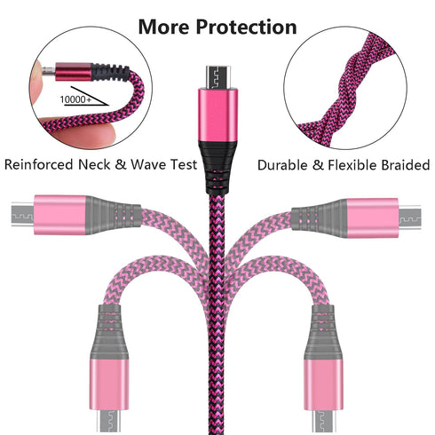 Micro USB Cable 10FT - OKRAY 2-Pack Long Braided USB-A to Micro USB Fast Charging Cords for Android