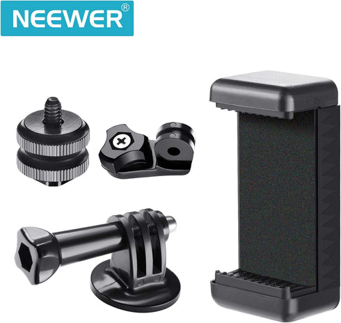 NEEWER Phone Holder / Hot Shoe Mount Adapter Kit for GoPro Hero, DJI OSMO, iPhone13 Pro Max, DSLR