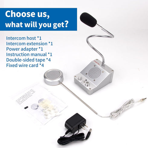 Window Intercom System, 2 Way Voice Transmission, High Power Intercom for Bank, Hospital, Station, Store