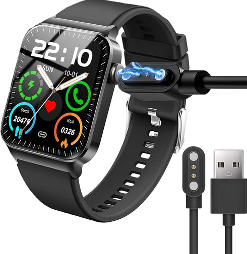 Compatible with Uaue Smart Watch Charger, Magnetic USB Charging Cable Replacement Charger Compatible for Donerton T50S T50H 1.85" Smartwatch/Uaue T50S 1.85" Smart Watch (2 Pack-Black+Black)