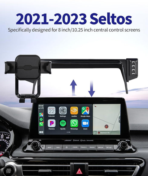 Masergogo 2021-2023 360 8/10.25-inch Car Phone Holder for Kia Seltos, Rotation, Screen Fixed Clip, Auto Accessories