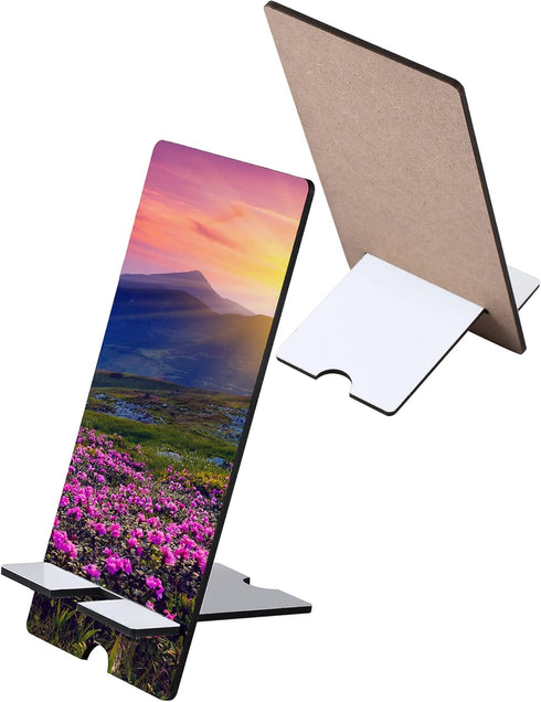 Frienda 4 Pieces Sublimation Blank Phone Stand - Wood Smartphone Holders for Desk, DIY Craft Charging Stand for Home