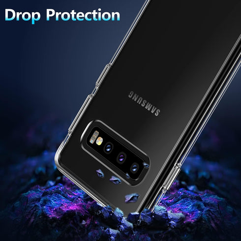 Rayboen Case for Galaxy S10 Plus, Shockproof Transparent Hard PC Back Flexible TPU Protection Phone Cover