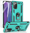 for Samsung Galaxy Note 20 Case, Note20 5G with HD Screen Protectors, Military-Grade Metal Ring Holder Kickstand, Teal