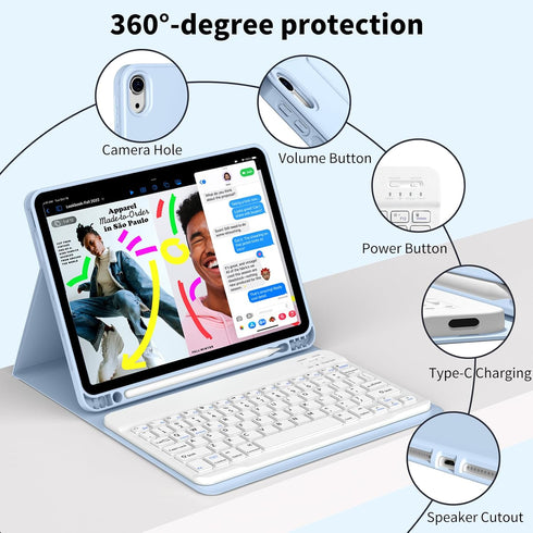 New Keyboard Case for iPad 10th Generation 2022 10.9 Inch, Smart Case with Detachable Wireless Bluetooth Keyboard, Soft